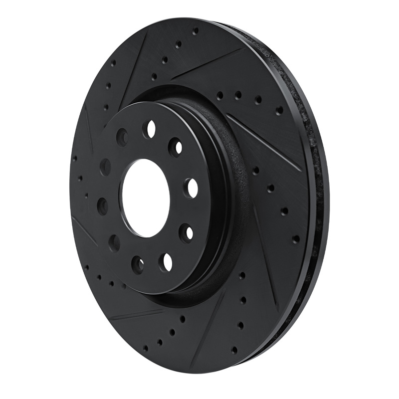 Jeep Gladiator Brake Rotor (1) - Front Left - R1 Concepts - Drilled & Slotted - Black - `18-`25